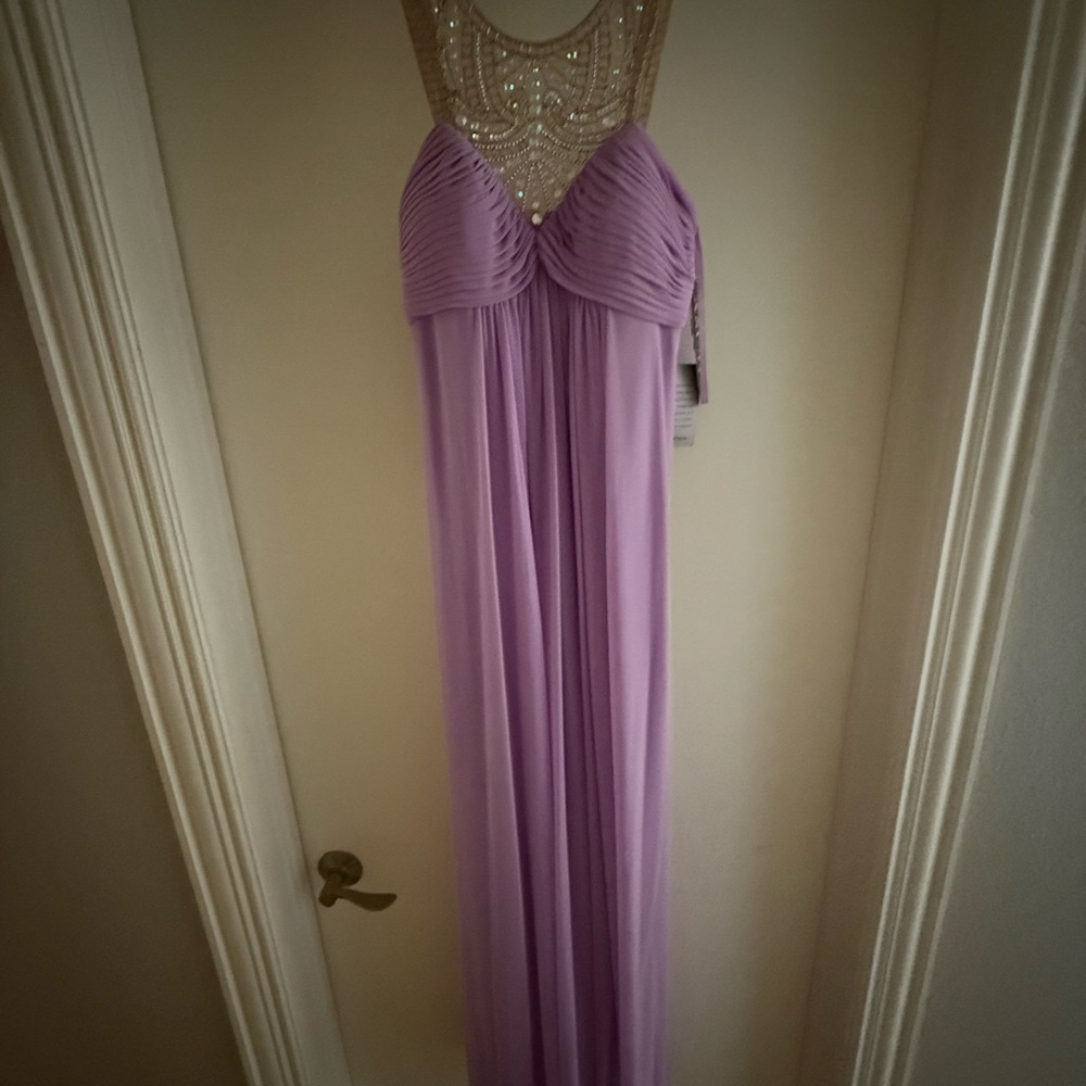 Xscape Lilac Dress with Embellishments